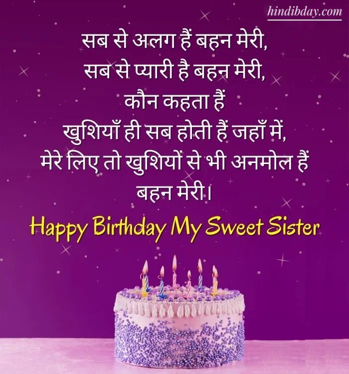 Happy Birthday Wishes for Sister In Hindi